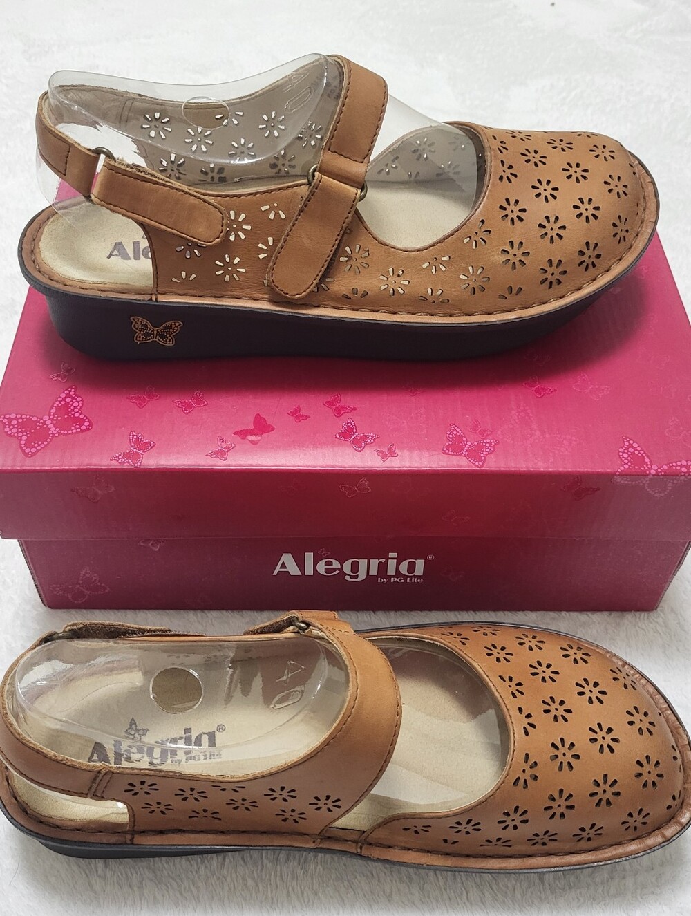NEW Alegria Jemma Sling Back Mary Jane Cognac Burnish Brown Shoes Sz 40